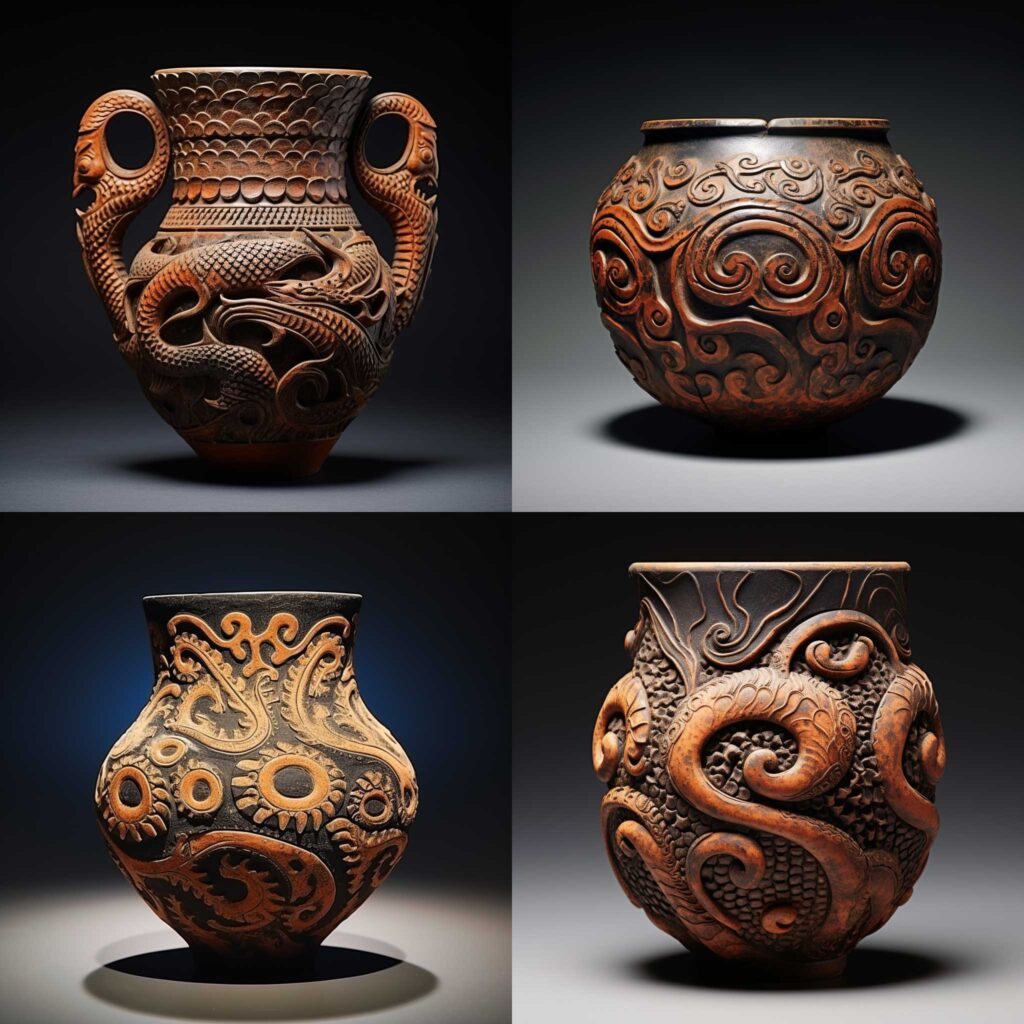 Midjourney:Jomon-Pottery-from-ancient-Japan