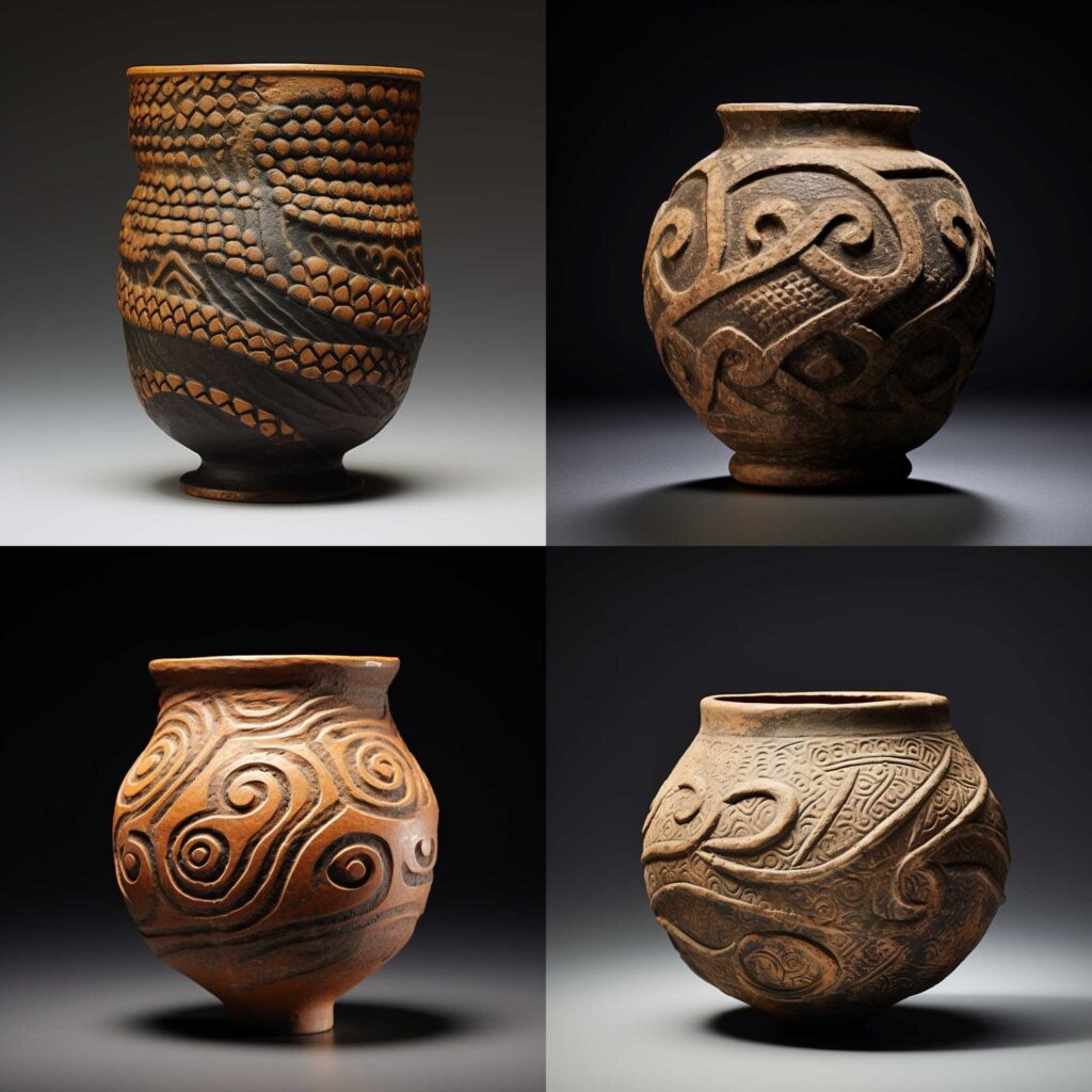 Midjourney: Jomon_period_pottery_artifact_from_ancient_Japan_ab