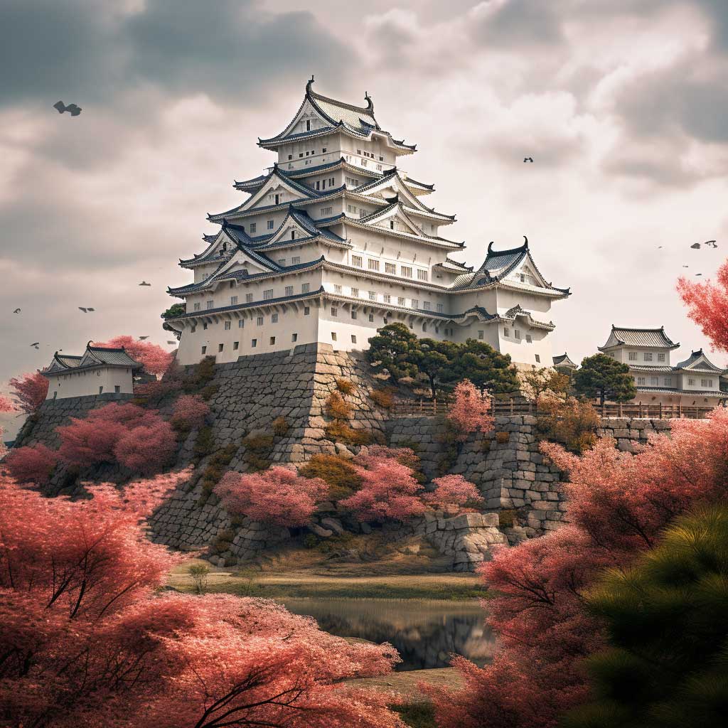 Midjourney_Himeji_Castle_2