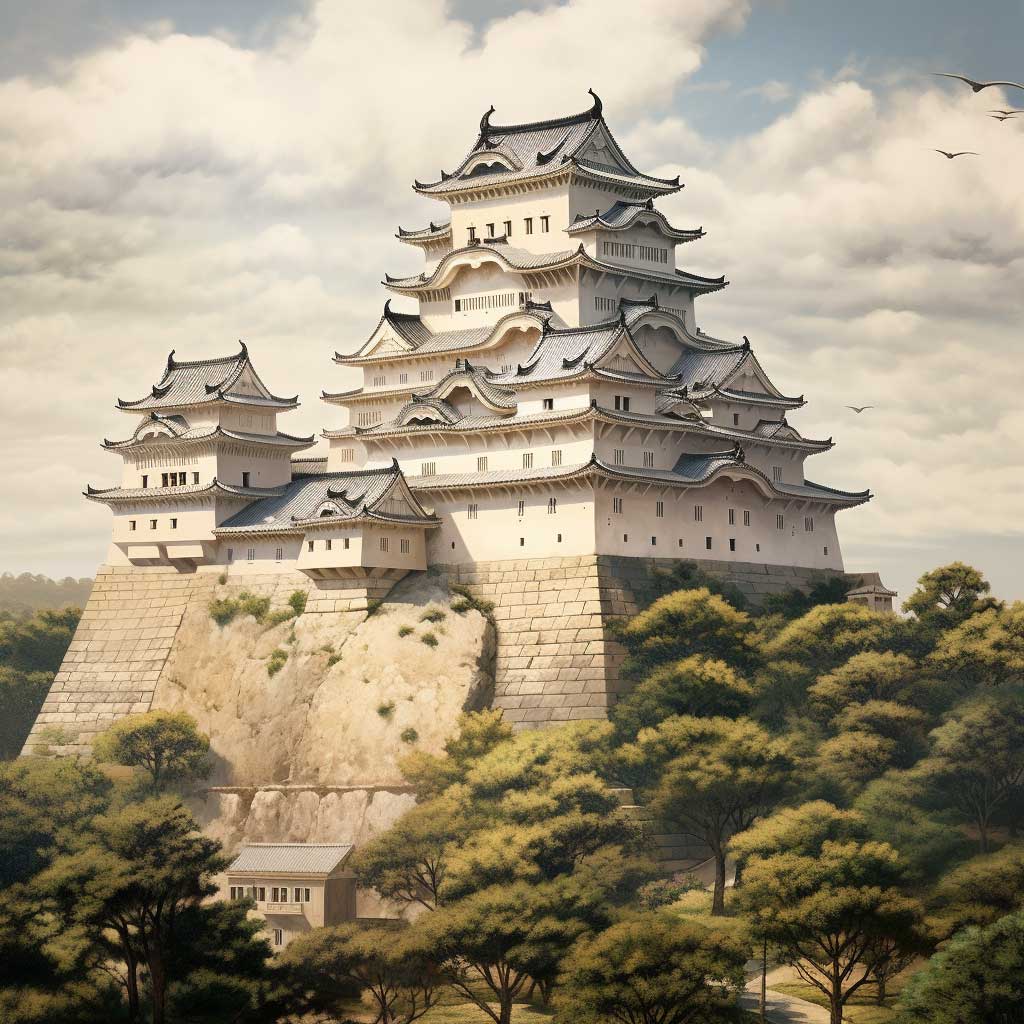 Midjourney_Himeji_Castle_3
