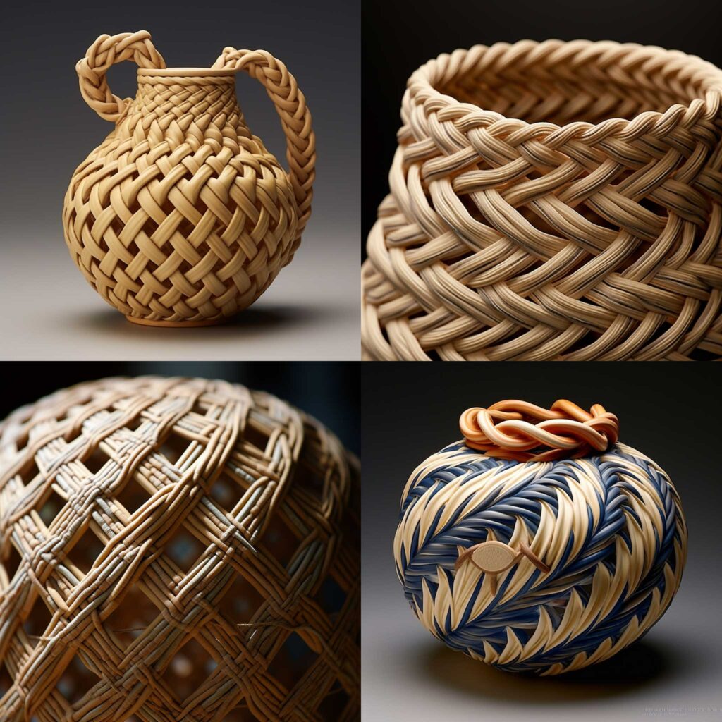 Midjourney:straw-rope-patterned-ancient-Japanese-pottery.-q-5
