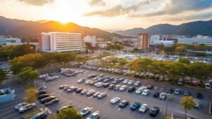 Prefectural land currently used as a parking lot