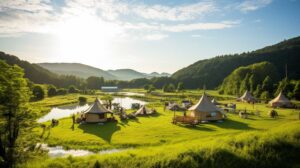 What is the glamping facility in Yoshinogari Historical Park that Saga Prefecture and Snow Peak are working on in collaboration?