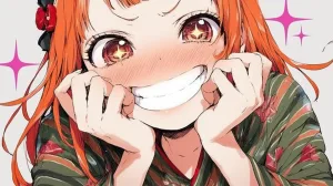 Super kawaii anime idol girl with long hair and frilly pink dress, excitedly posing with peace sign in front of massive lush green keyhole-shaped ancient Japanese kofun tomb, cute smiling haniw